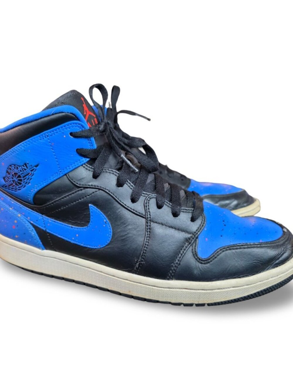 Nike Air Jordan 1 Mid Black Royal Blue Splatter Mens Size 12 554724-048